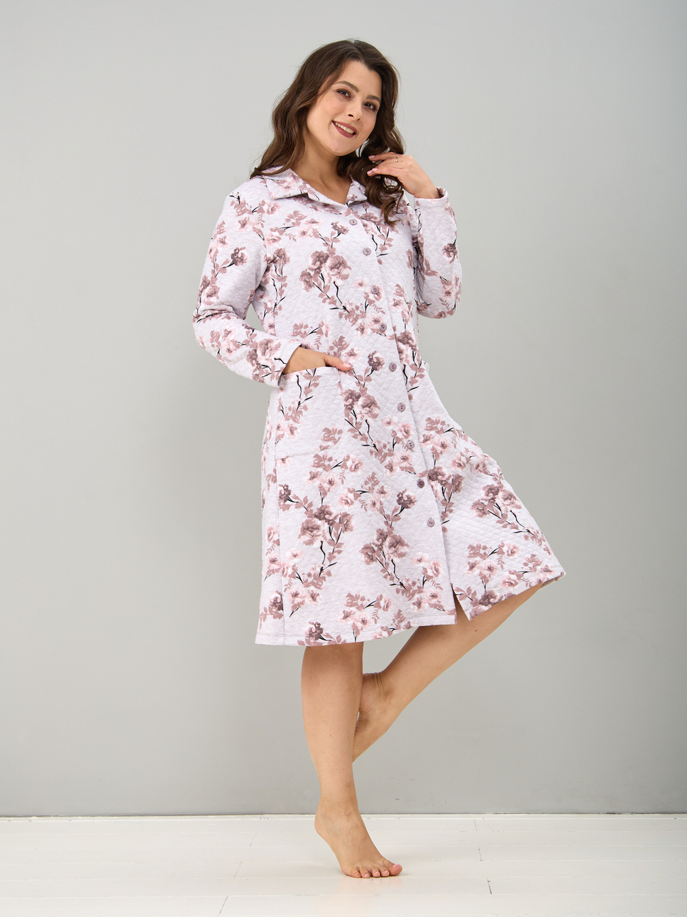 Халат Х-252/бежмеланж-кофецветы