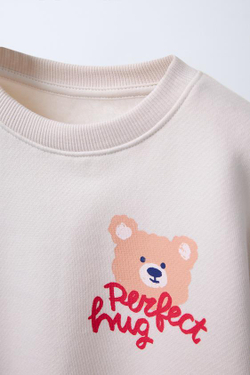 ZARA УТЕПЛЕННАЯ ТОЛСТОВКА С ПРИНТОМ, КАМЕННО-СЕРЫЙ