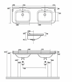 Консоль с раковиной Kerasan Waldorf 9195K 150 золото с 1 отверстием