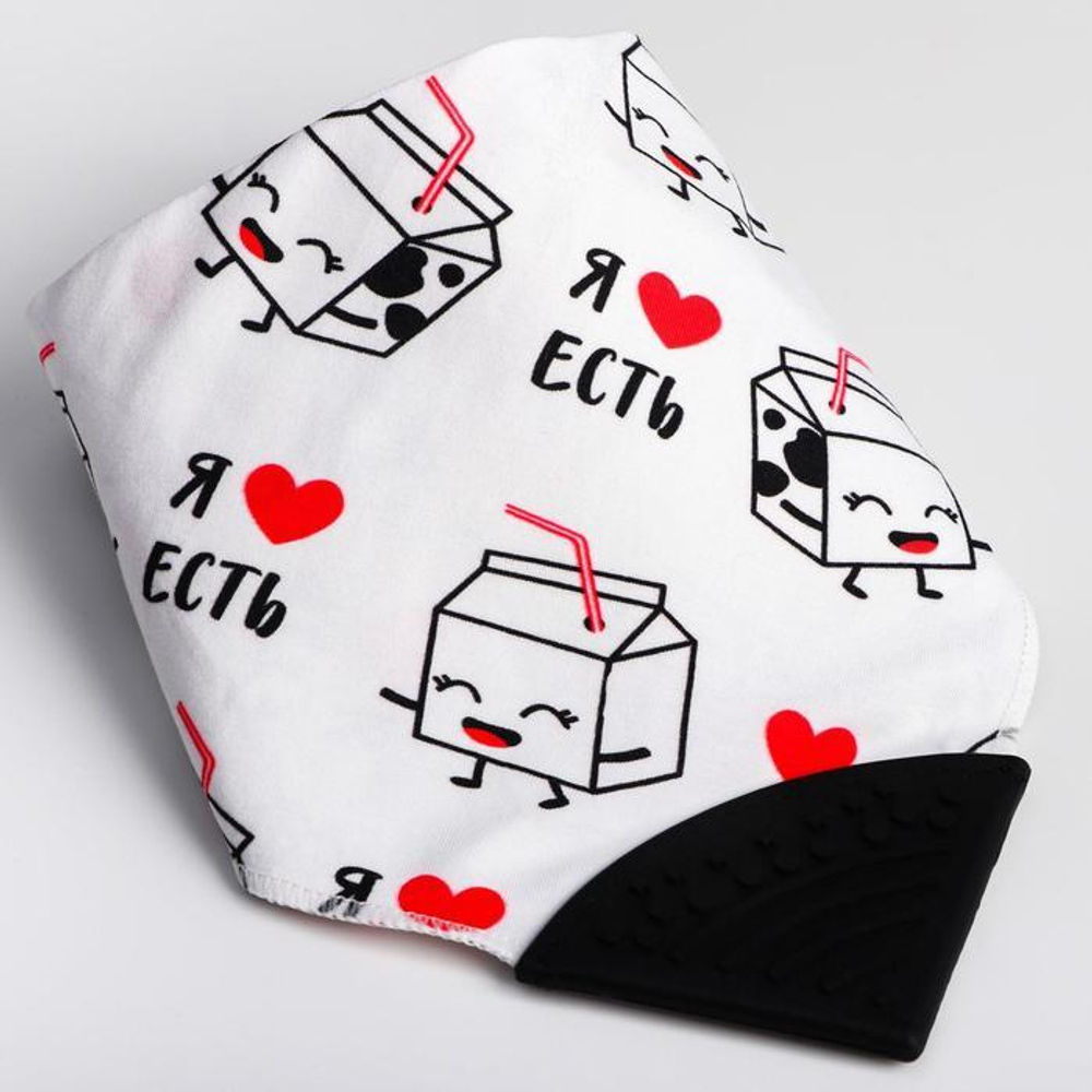 5555031 Нагрудник - бандана непромокаемый, с прорезывателем «Я люблю есть»