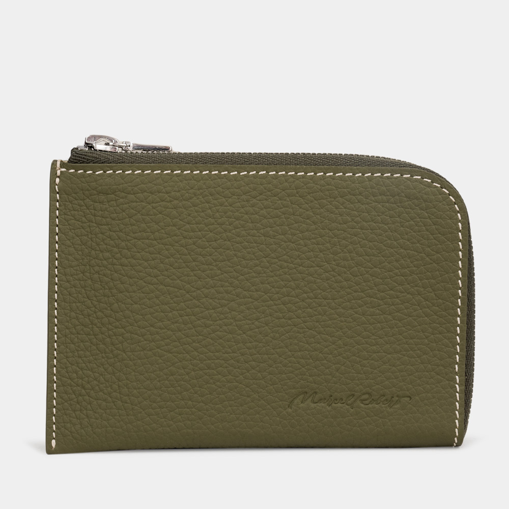 Мини-кошелек Aven из кожи теленка зеленого цвета