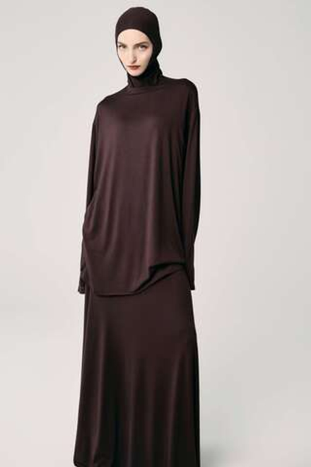 Юбка база широкая коричневая