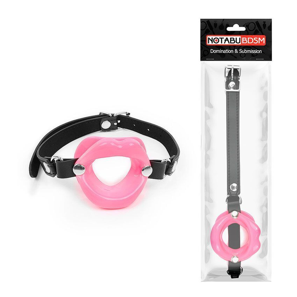 Розовый кляп-губки на черном ремешке (Цвет: розовый с черным)