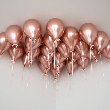 Шары под потолок в цвете "Блестящее розовое золото Хром"