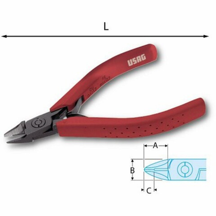 022/2 Кусачки с тонкими, длинными губками с плоскими режущими кромками, 110 мм, USAG (Италия)
