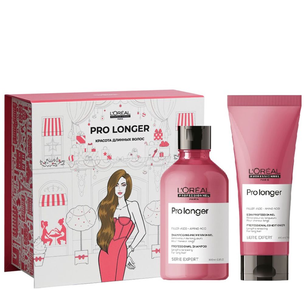 L'Oreal Professionnel Зимний набор Serie Expert Pro Longer для восстановления волос по длине (Шампунь 300 мл + Смываемый уход 200 мл)