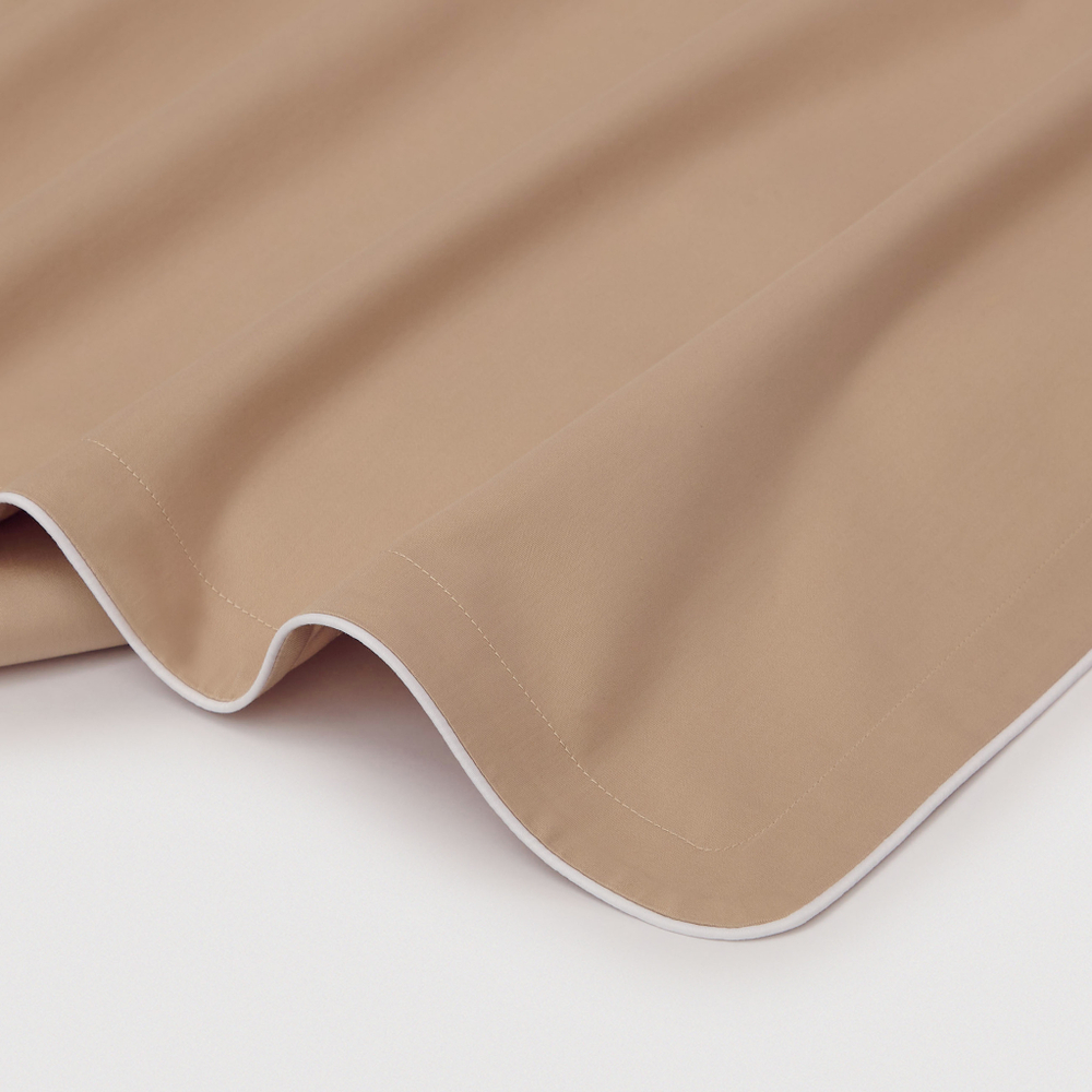 Постельное белье 2 спальное евро Сlaire&Caroll Lune+ бежевое с белым кантом