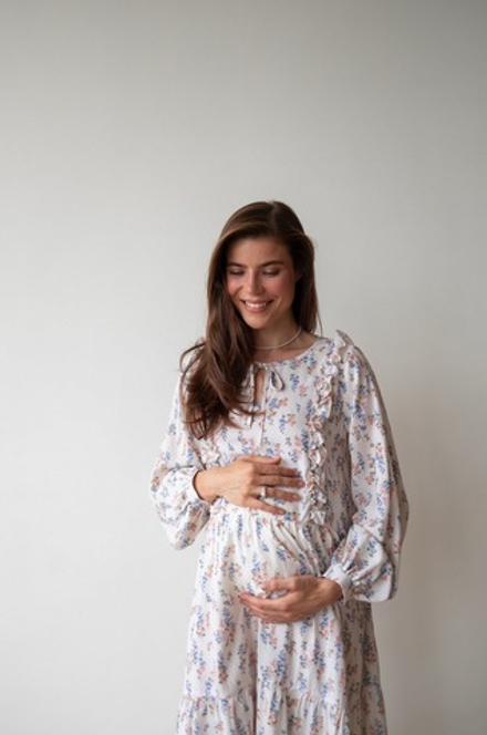 Платье к Элизе для бер. и кор., Кремовый с цветами