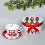 Чайная пара керамическая «Щелкунчик» (кружка 220мл+блюдце) в подарочной коробке