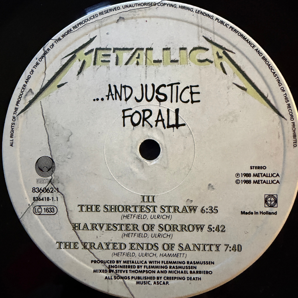Metallica - ...And Justice For All 2LP (Голландия 1988г.)