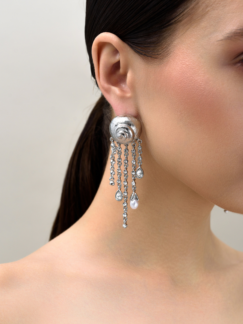 Серьги "Shell chandelier" Silver