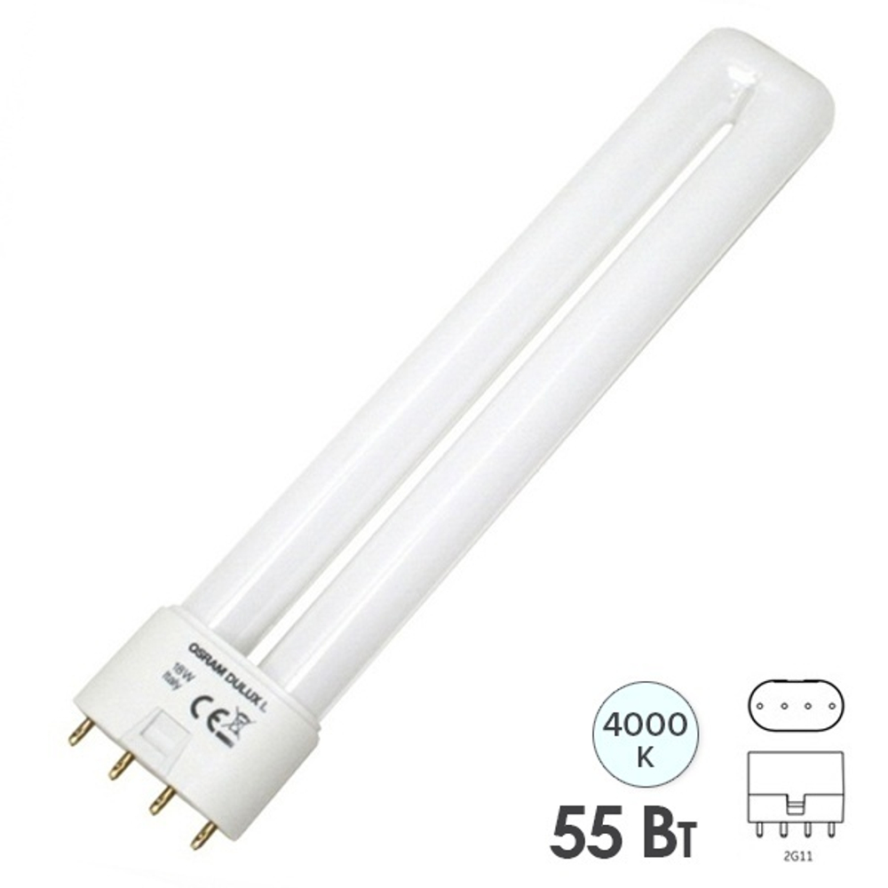 Лампа компактная люминесцентная Dulux L 55W/840 4000K 2G11 холодно-белая Osram 4099854125645