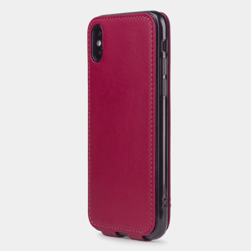 Чехол для iPhone X/XS из натуральной кожи теленка, цвета малины
