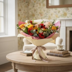 Букет «Осенний» — яркая композиция, собранная удалённо.