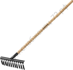 GRINDA GS-12 WOOD, 385 х 95 х 1300 мм, 12 витых зубцов, углеродистая сталь, антикор. покрытие, черенок дерев. высш. сорт, садовые грабли(39581-12)