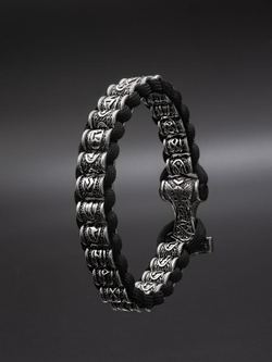 Браслет Футарк из серебра 925 пробы с молотом Тора скандинавский оберег