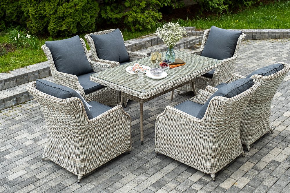 "Неаполь" обеденная группа плетеная из искусственного ротанга, цвет бежевый