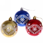 Новогодние шары 7см (набор 3шт) «Хвойные веточки», микс