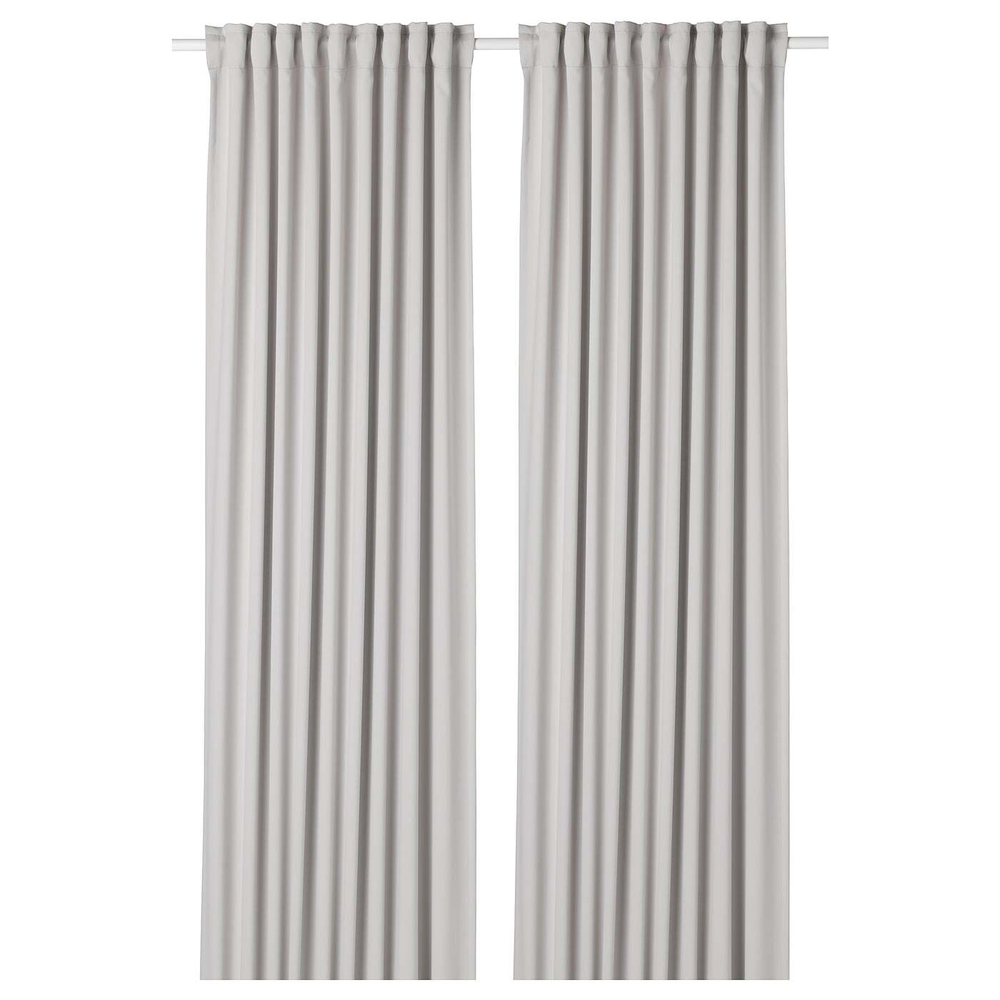 IKEA MAJGULL  (ИКЕА МАЙГУЛЛ)  -  Шторы, 1 пара, на ленте/светло-серый, 145x300 см