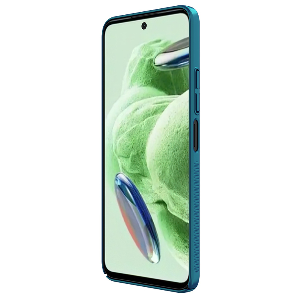 Тонкий чехол синего цвета (Peacock Blue) от Nillkin для Xiaomi Redmi 12 4G, Note 12R 5G и Poco M6 Pro 5G, серия Super Frosted Shield