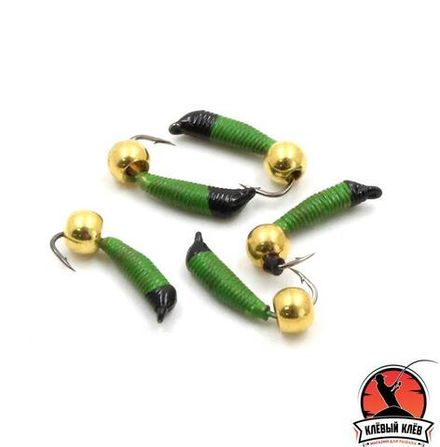 Мормышка вольф. безнасадочная "ЯМАН" Ручейник №3, d-1.5 мм, L-8.5 мм, вес 0,60 гр.,латунный шар,  цв. Салатовый