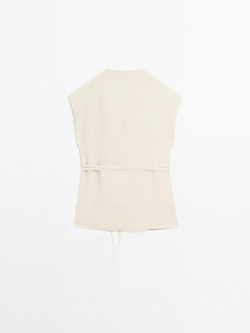 Massimo Dutti Жилет из 100% льна, каменный