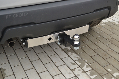 Фаркоп PT GROUP /съемный квадрат/ с нержавеющей накладкой для RENAULT Duster 2021-(паспорт и сертификат в комплекте)(без электрики) арт.RDU-21-991124.00