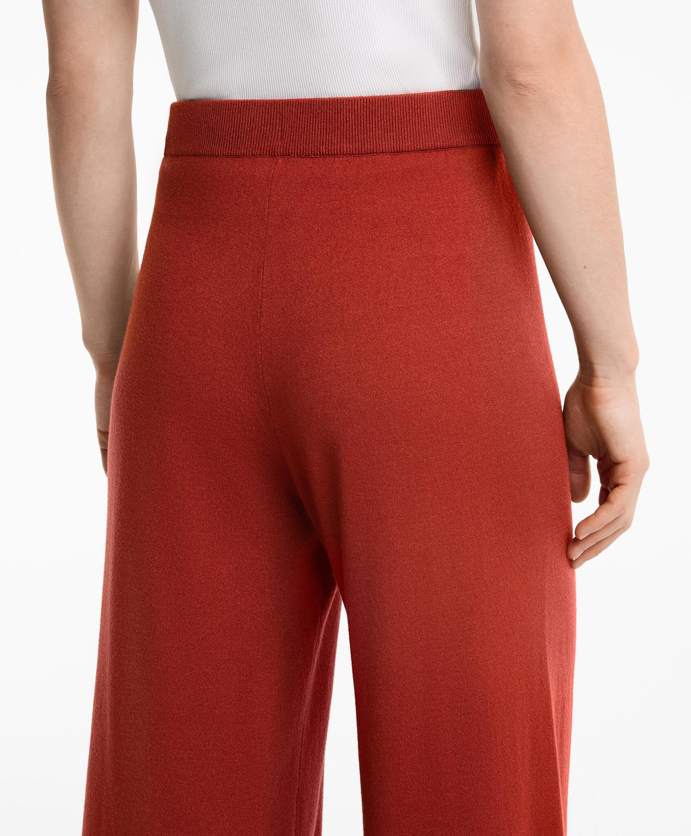 OYSHO Прямые трикотажные брюки, темно-красный