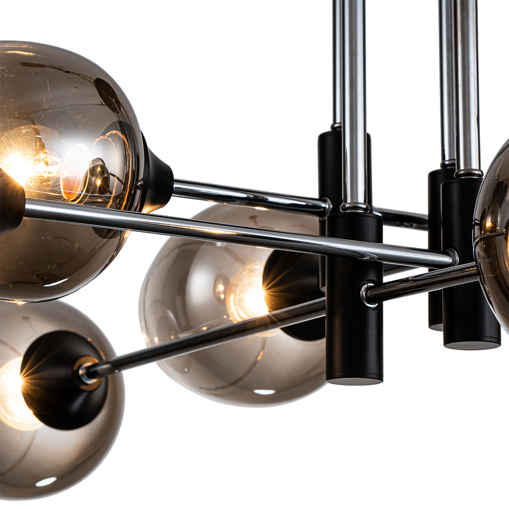 Светильник на штанге 8x40Вт E27, металл/стекло, черный/хром