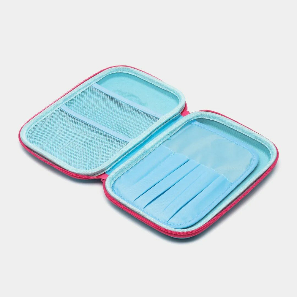 Пенал Единорог школьный в школу для девочек с 3д рисунком на молнии,  голубой