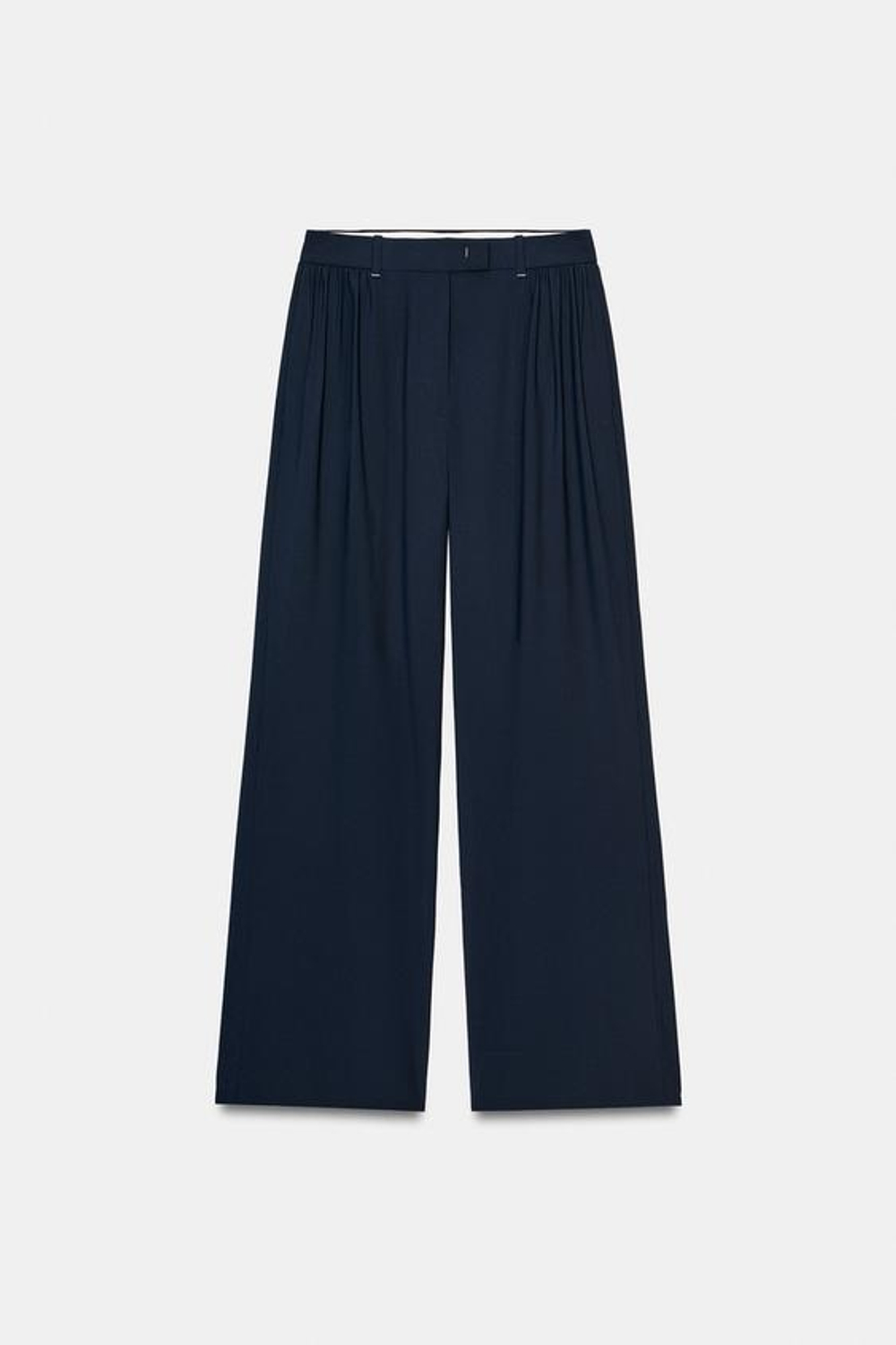 ZARA БРЮКИ WIDE LEG С ЗАЩИПАМИ — ZW COLLECTION, МОРСКОЙ СИНИЙ