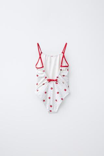 ZARA КУПАЛЬНИК С ПРИНТОМ «КЛУБНИКА», КРАСНЫЙ
