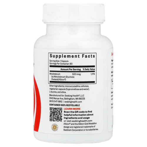 Seeking Health, молибден, 500 мкг, 90 капсул