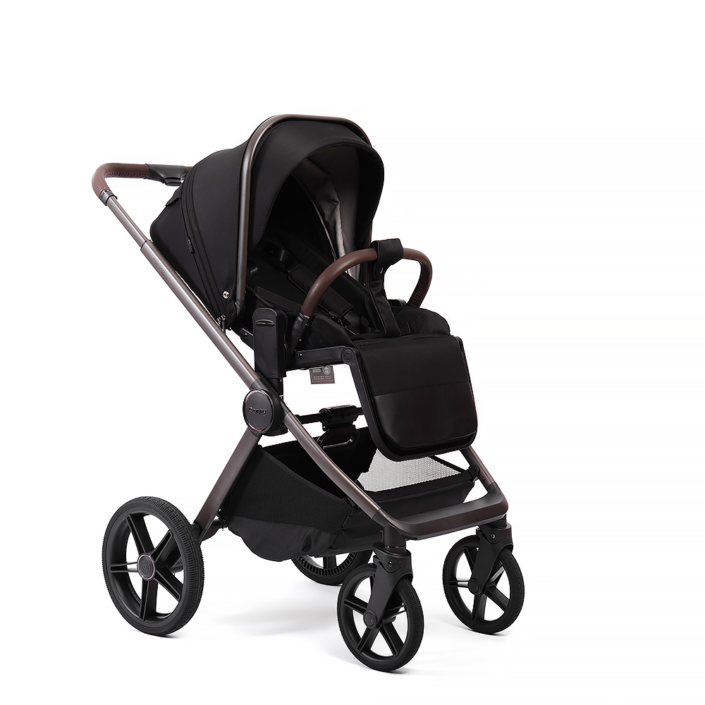 Коляска 2 в 1 Peppy Monaco thermo Black (черный), рама серо-коричневая