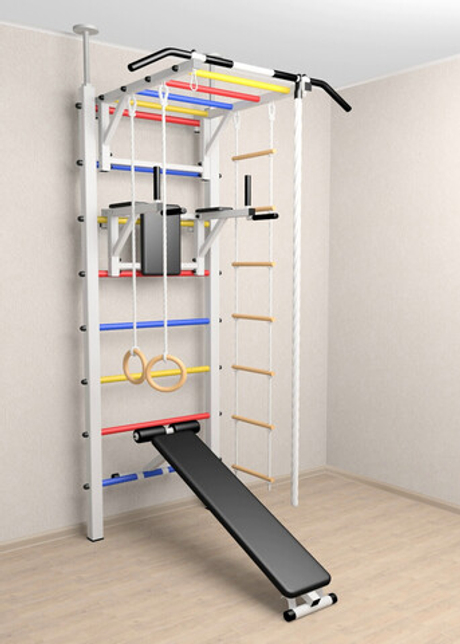 Шведская стенка Sv Sport враспор (Турник рукоход/Брусья/Скамья/Канат/Кольца/Лестница)