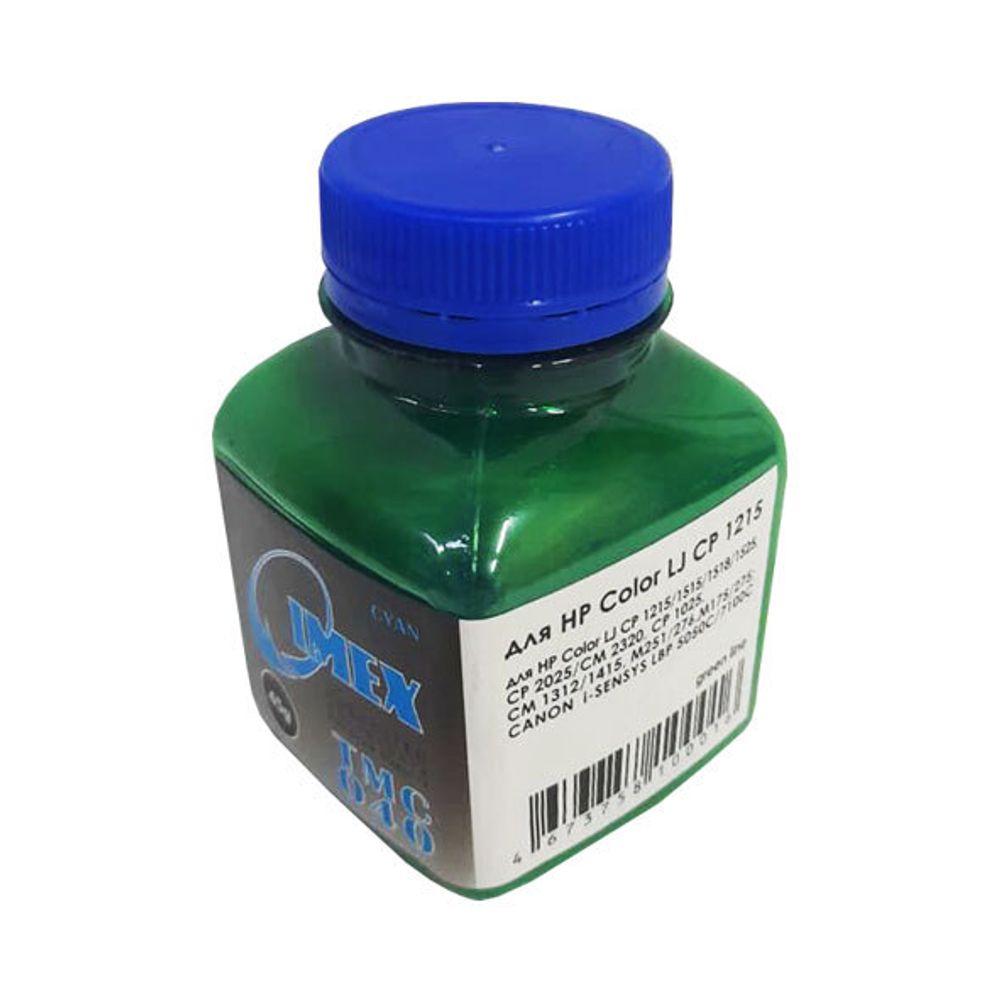 Тонер для HP Color LJ CP 1215/1515/1518/1525/СМ1312/CM1415/CP1025/2025 (45гр, голубой, Polyester, TMC040 IMEX) Green Line