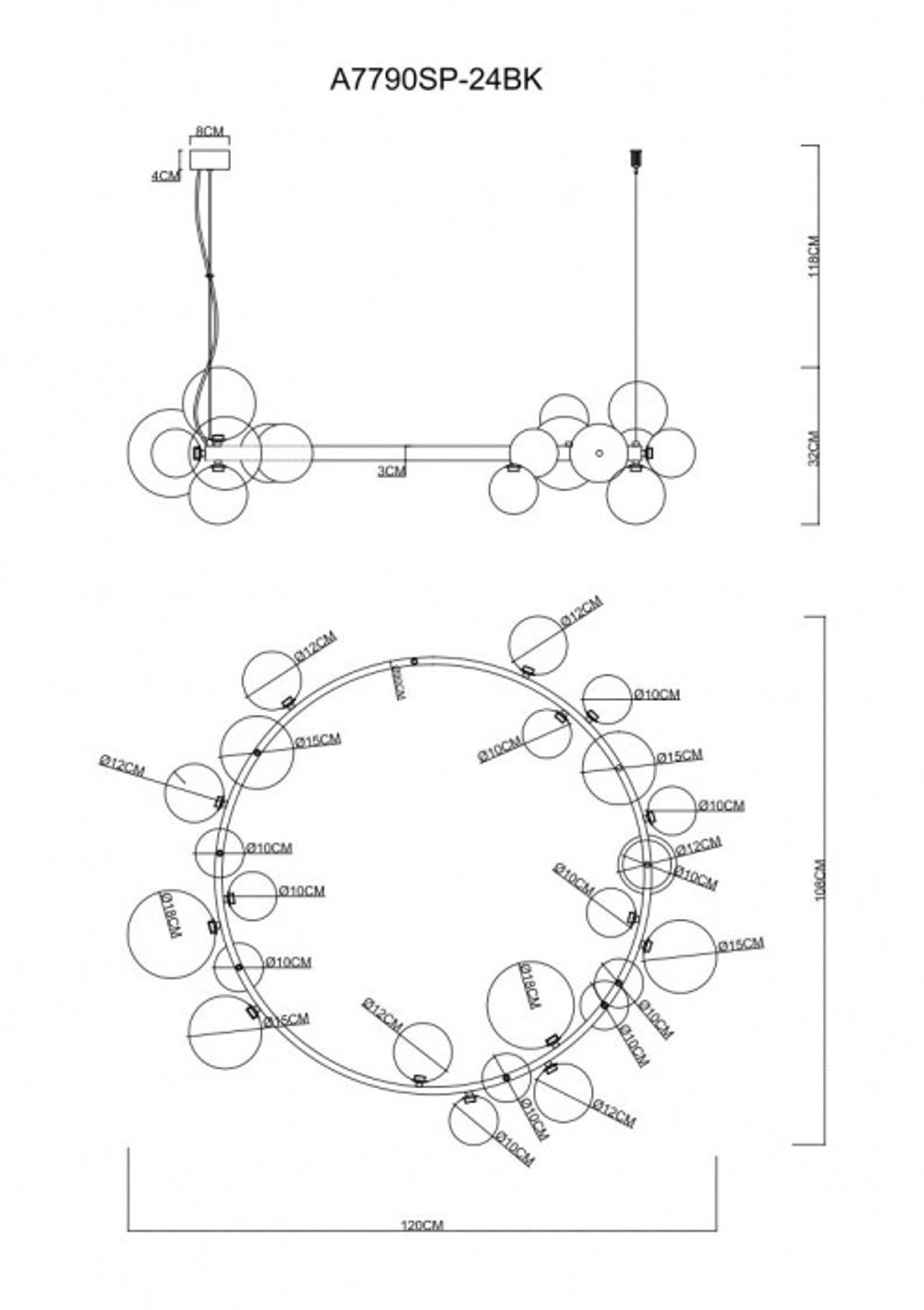 Подвесная люстра Arte Lamp VINCENT A7790SP-24BK