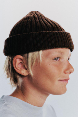 ZARA ШАПКА КРУПНОЙ ВЯЗКИ, КОРИЧНЕВЫЙ