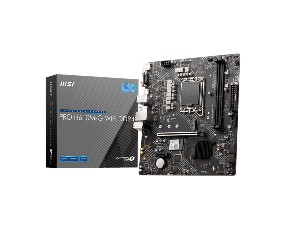 Материнская плата MSI PRO H610M-G WIFI DDR4 LGA1700 H610 2xDDR4 4xSATA3 M.2 VGA DP HDMI mATX