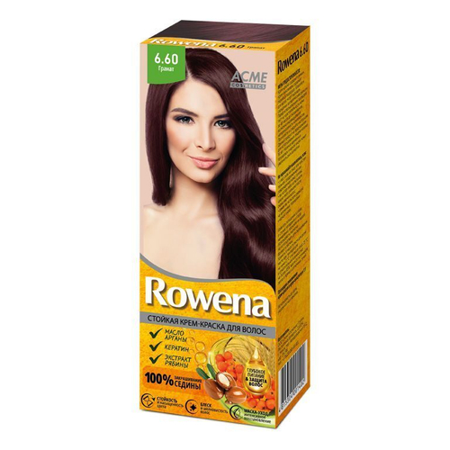 Acme-Color «ROWENA» Стойкая Крем-Краска для волос, тон 6.60 закрашивание седины 100% (Гранат) 115 мл