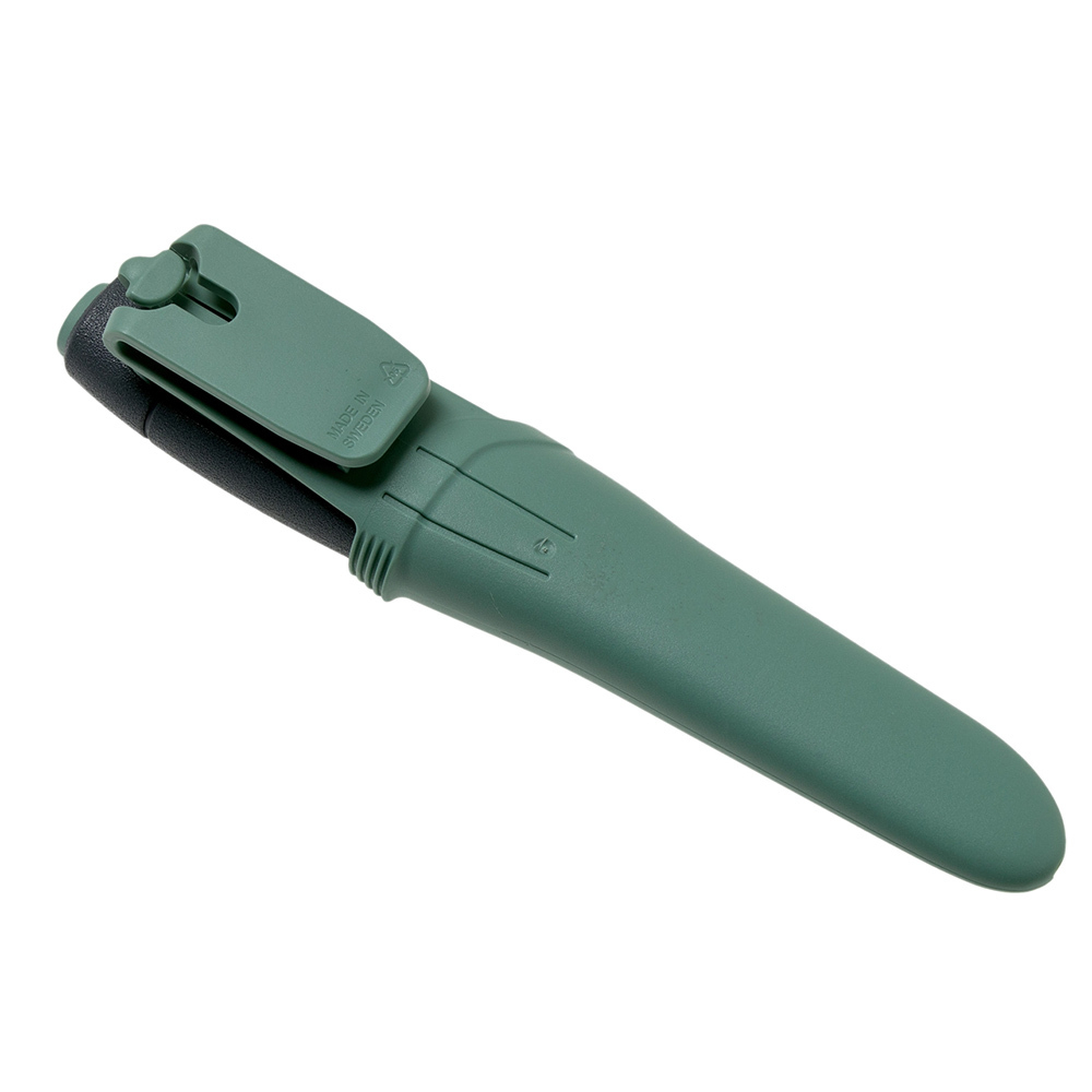 Нож Morakniv Basic 511 углеродистая сталь, пласт. ручка (серая) зел. вставка