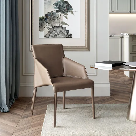 Стул с подлокотниками Morgan коричневая экокожа