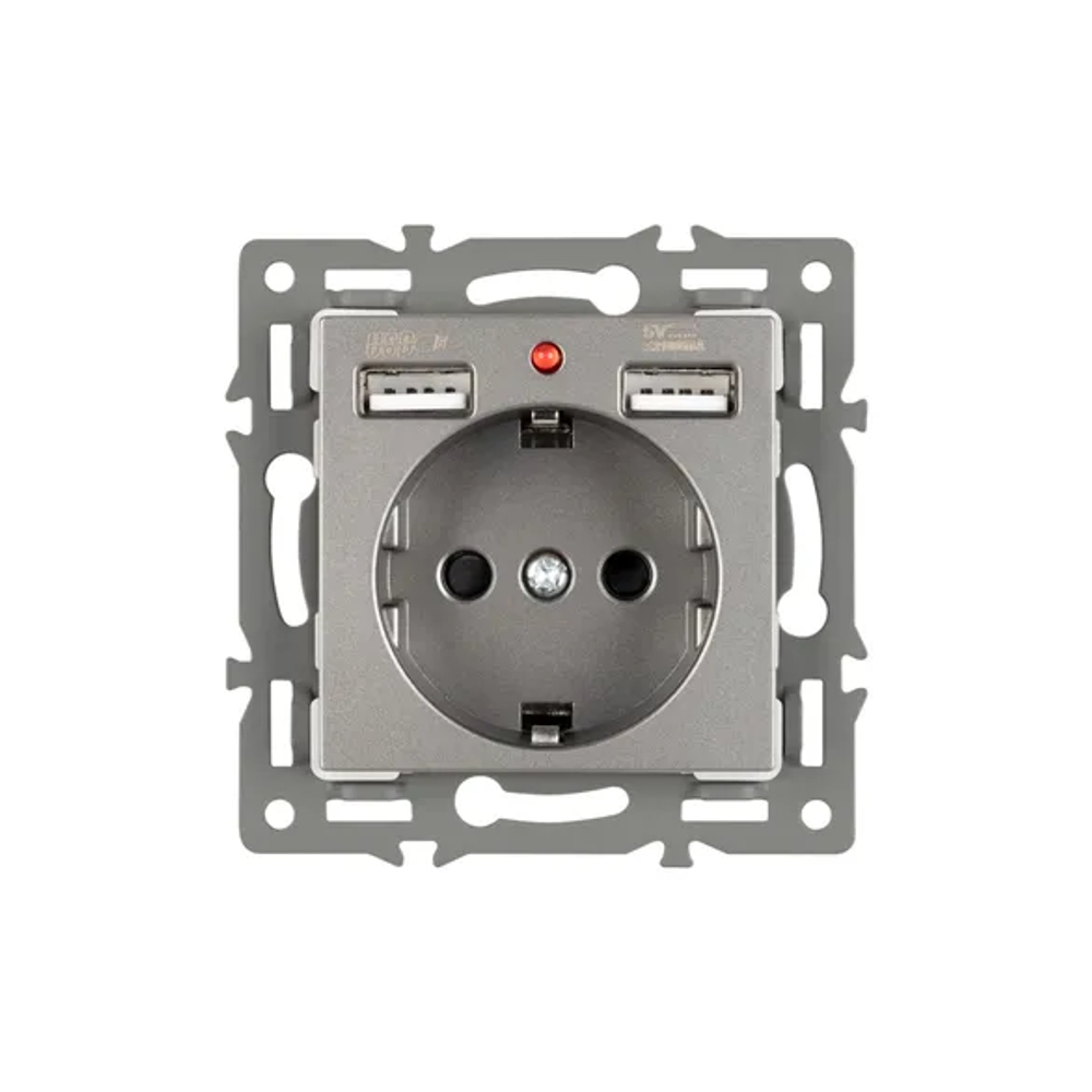 Механизм розетки с USB зарядкой SCT-MUAA-PL-GR (250V, 16A) (Arlight, -) 043735