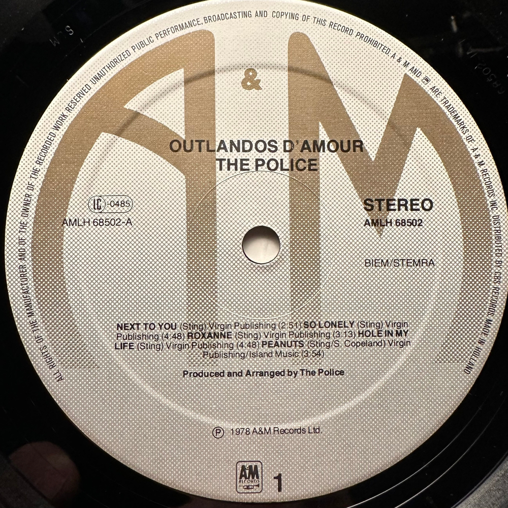 The Police ‎– Outlandos D'Amour (Голландия 1978г.)