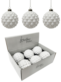 Набор шаров 10см 6шт ChristmasDeLuxe белый с блеском