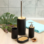 Дозатор для жидкого мыла, Бамбук, пластик, керамика, 6.2x11.7/16.8 см, чер, CE1980AA-LD