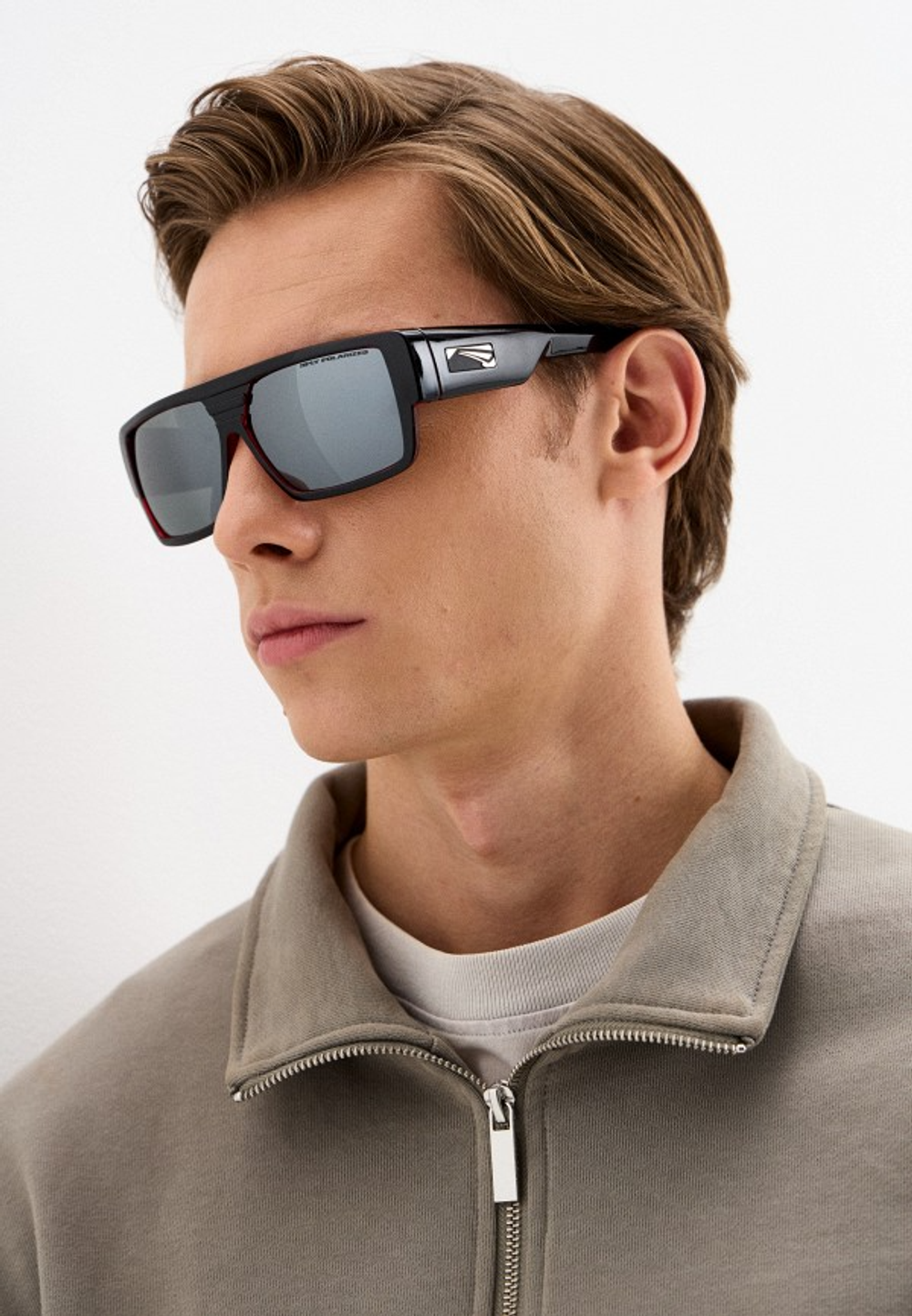 Спортивные очки LiP Rock / Gloss Black - Red / PC Polarized / Silver Mirror Smoke Lens