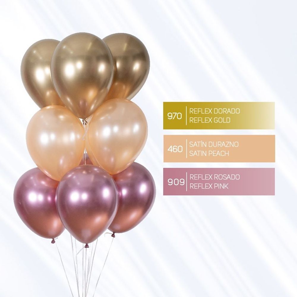 Шар (12"/30 см) Reflex, Зеркальный блеск, Розовый (909), хром 50 шт.