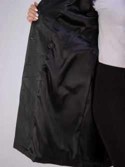 Тренч длинный кожаный с поясом плащ на весну