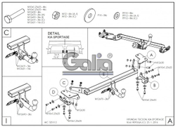 Фаркоп оцинкованный Galia H095C для Hyundai Tucson дорестайл 2015-2018, Kia Sportage 4 дорестайл 2015-2018(паспорт и сертификат в комплекте)(без электрики)